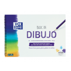 OXFORD DIBUJO ESCOLAR Bloc Espiral Dibujo A4+ Tapa Blanda/Contratapa rígida 20 Hojas 130gr Con Recuadro