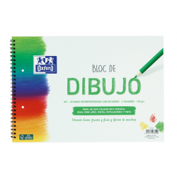 OXFORD DIBUJO ESCOLAR Bloc Espiral Dibujo A4+ Tapa Blanda/Contratapa rígida 20 Hojas 130gr Con Recuadro y 2 Taladros