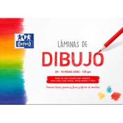 OXFORD DIBUJO ESCOLAR Sobre de Láminas de Dibujo A4 10 Hojas 130gr Liso