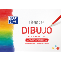 OXFORD DIBUJO ESCOLAR Sobre de Láminas de Dibujo A3 10 Hojas 130gr Liso