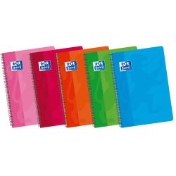 OXFORD SCHOOL CLASSIC 4º Soft cover spiral notebook plain 80 Sheets assorted colours