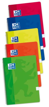 OXFORD SCHOOL CLASSIC PACK 4+1 Cuaderno Espiral Fº Tapa Blanda 4X4 con margen 80 Hojas COLORES VIVOS