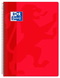 OXFORD SCHOOL CLASSIC Fº Tapa de plástico cuaderno espiral 4x4 con margen 80 Hojas ROJO