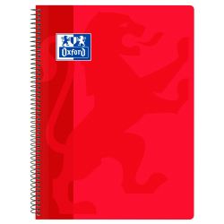 OXFORD SCHOOL CLASSIC Fº Tapa de plástico cuaderno espiral 4x4 con margen 80 Hojas ROJO