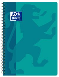 OXFORD SCHOOL CLASSIC Fº Tapa de plástico cuaderno espiral 4x4 con margen 80 Hojas AQUA