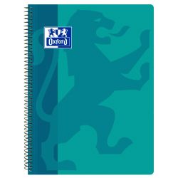 OXFORD SCHOOL CLASSIC Fº Tapa de plástico cuaderno espiral 4x4 con margen 80 Hojas AQUA