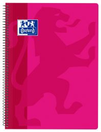 OXFORD SCHOOL CLASSIC Fº Tapa de plástico cuaderno espiral 4x4 con margen 80 Hojas FUCSIA