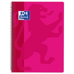 OXFORD SCHOOL CLASSIC Fº Tapa de plástico cuaderno espiral 4x4 con margen 80 Hojas FUCSIA