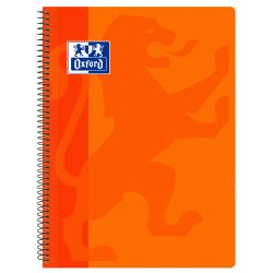 OXFORD SCHOOL CLASSIC Fº Tapa de plástico cuaderno espiral 4x4 con margen 80 Hojas NARANJA