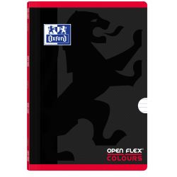 OXFORD SCHOOL OPENFLEX COLOURS A4 Tapa de plástico libreta grapada 1 Línea con 2 márgenes 48 Hojas negro con bandas de color horizontales ROJO