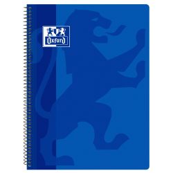 OXFORD SCHOOL CLASSIC Fº Tapa de plástico cuaderno espiral 4x4 con margen 80 Hojas AZUL MARINO