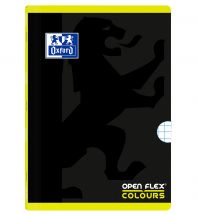OXFORD SCHOOL OPENFLEX COLOURS A4 Tapa de plástico libreta grapada 5x5 con 2 márgenes 48 Hojas negro con bandas de color horizontales LIMA