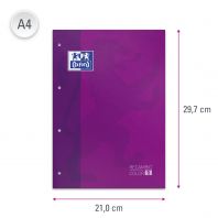 OXFORD CLASSIC Recambio Color 1 A4 Tapa Blanda Bloc encolado 5x5 80 Hojas SCRIBZEE MORADO