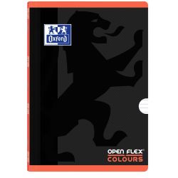 OXFORD SCHOOL OPENFLEX COLOURS A4 Tapa de plástico libreta grapada 1 Línea con 2 márgenes 48 Hojas negro con bandas de color horizontales CORAL