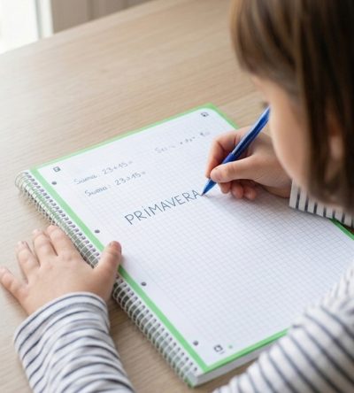 Estudiantes practicando escritura manual vs digital en el aula