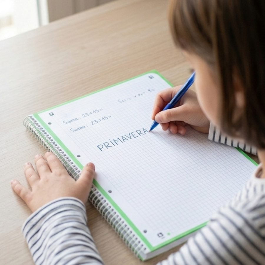 Estudiantes practicando escritura manual vs digital en el aula